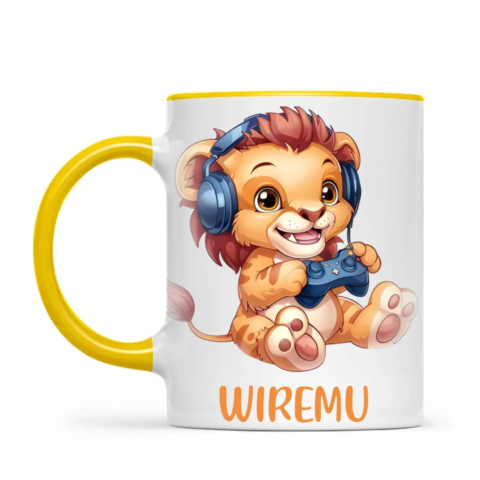 Lion Gamer Adventure - Personalised Kids Mug