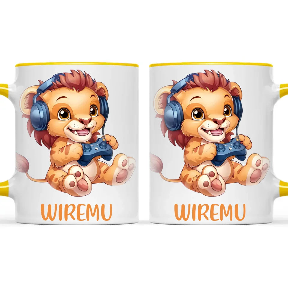 Lion Gamer Adventure - Personalised Kids Mug