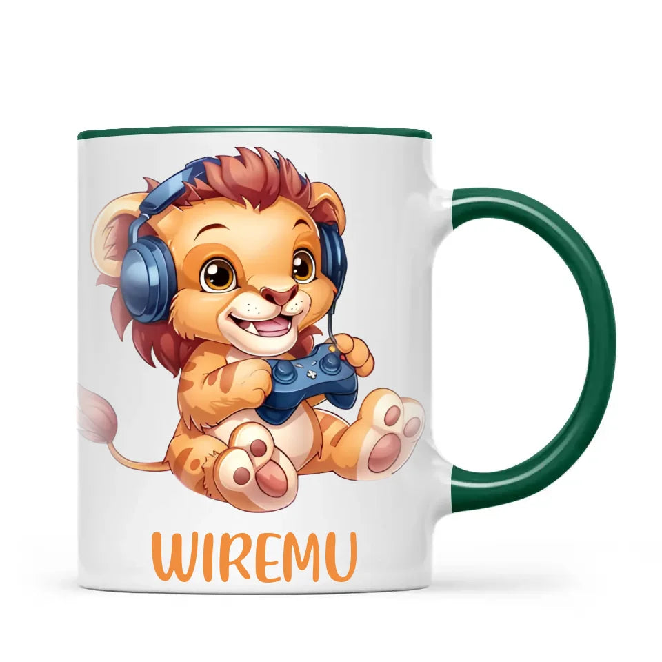 Lion Gamer Adventure - Personalised Kids Mug