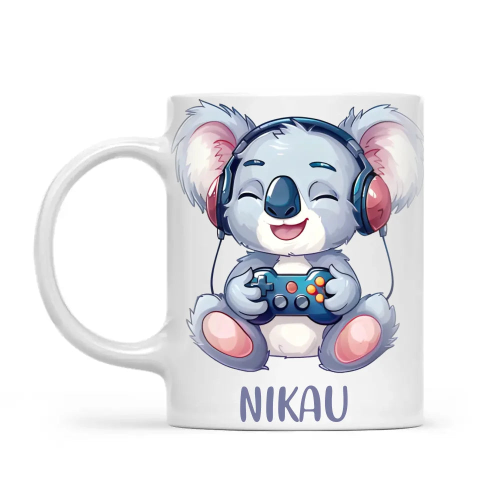 Cheerful Koala Gamer - Personalised Kids Mug