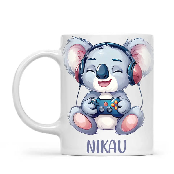 Personalised Gaming Koala Kids Cup - Custom Name Cup - 11oz, 6oz or Enamel - Cute Koala Gamer Gift - NZ Made