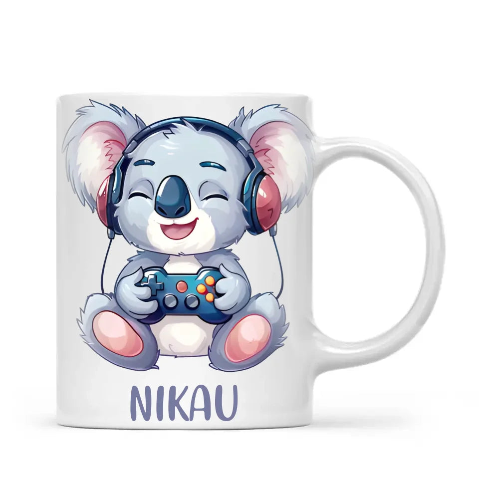 Cheerful Koala Gamer - Personalised Kids Mug