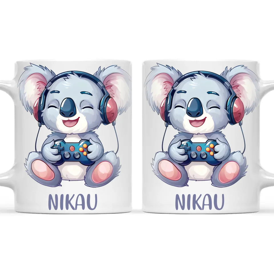 Cheerful Koala Gamer - Personalised Kids Mug