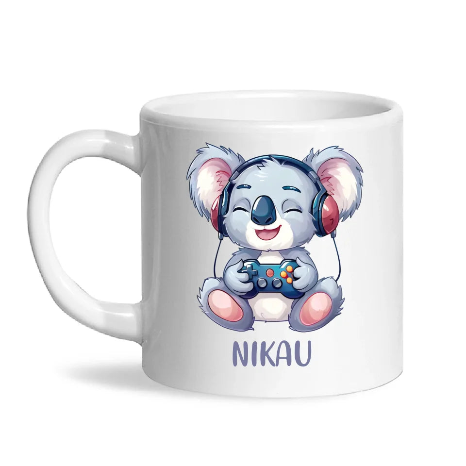 Cheerful Koala Gamer - Personalised Kids Mug