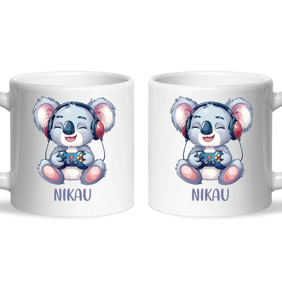 Cheerful Koala Gamer - Personalised Kids Mug