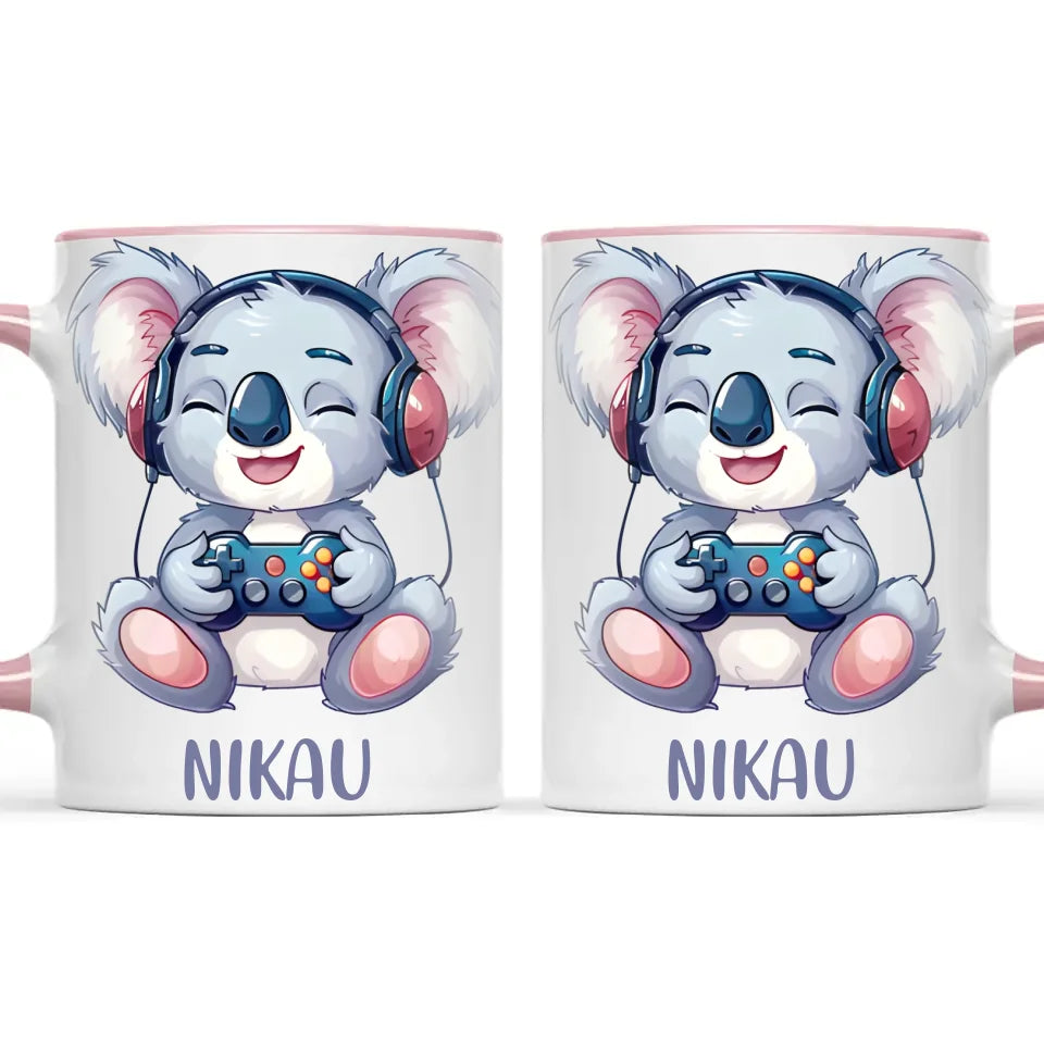 Cheerful Koala Gamer - Personalised Kids Mug