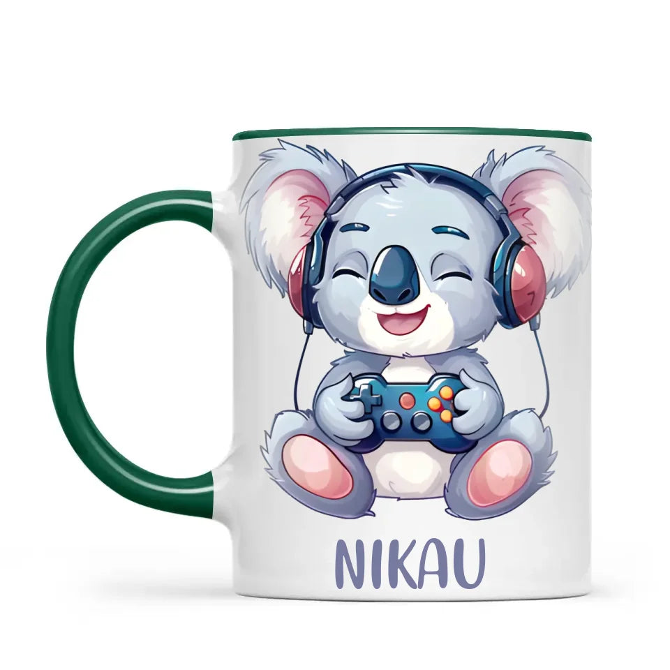 Cheerful Koala Gamer - Personalised Kids Mug