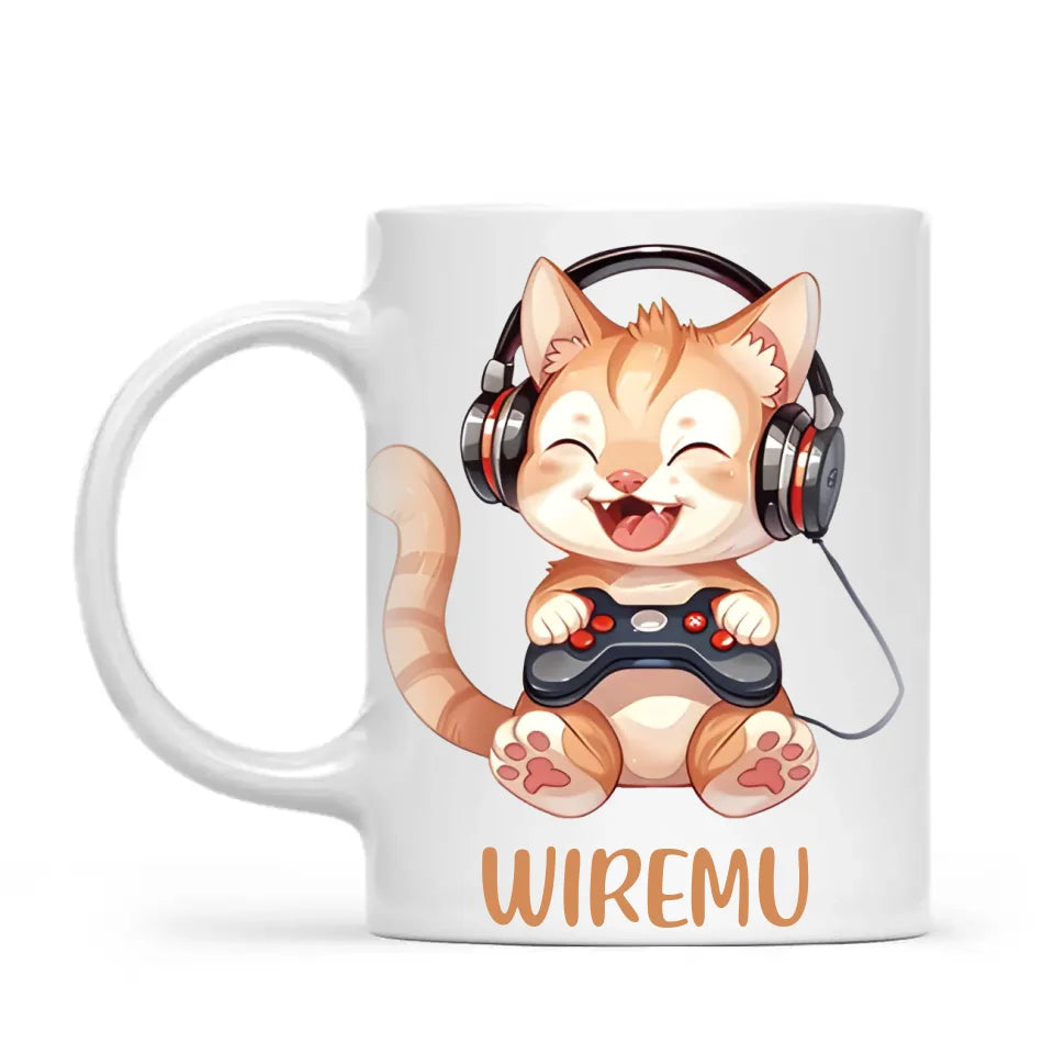 Kitten Gaming Adventure - Personalised Kids Mug