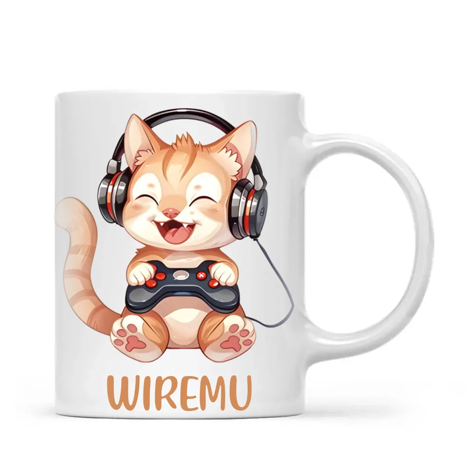 Kitten Gaming Adventure - Personalised Kids Mug