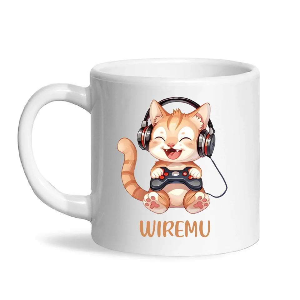 Kitten Gaming Adventure - Personalised Kids Mug