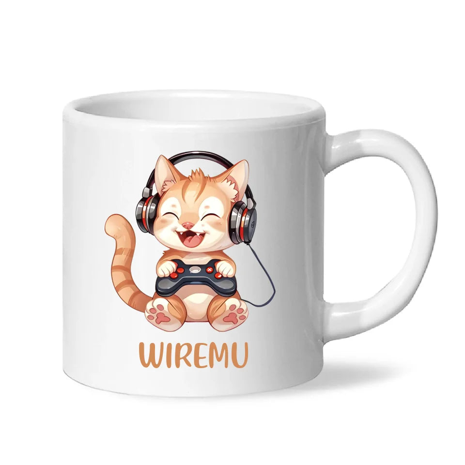 Kitten Gaming Adventure - Personalised Kids Mug