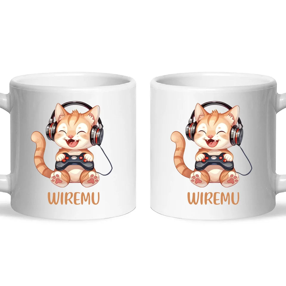 Kitten Gaming Adventure - Personalised Kids Mug