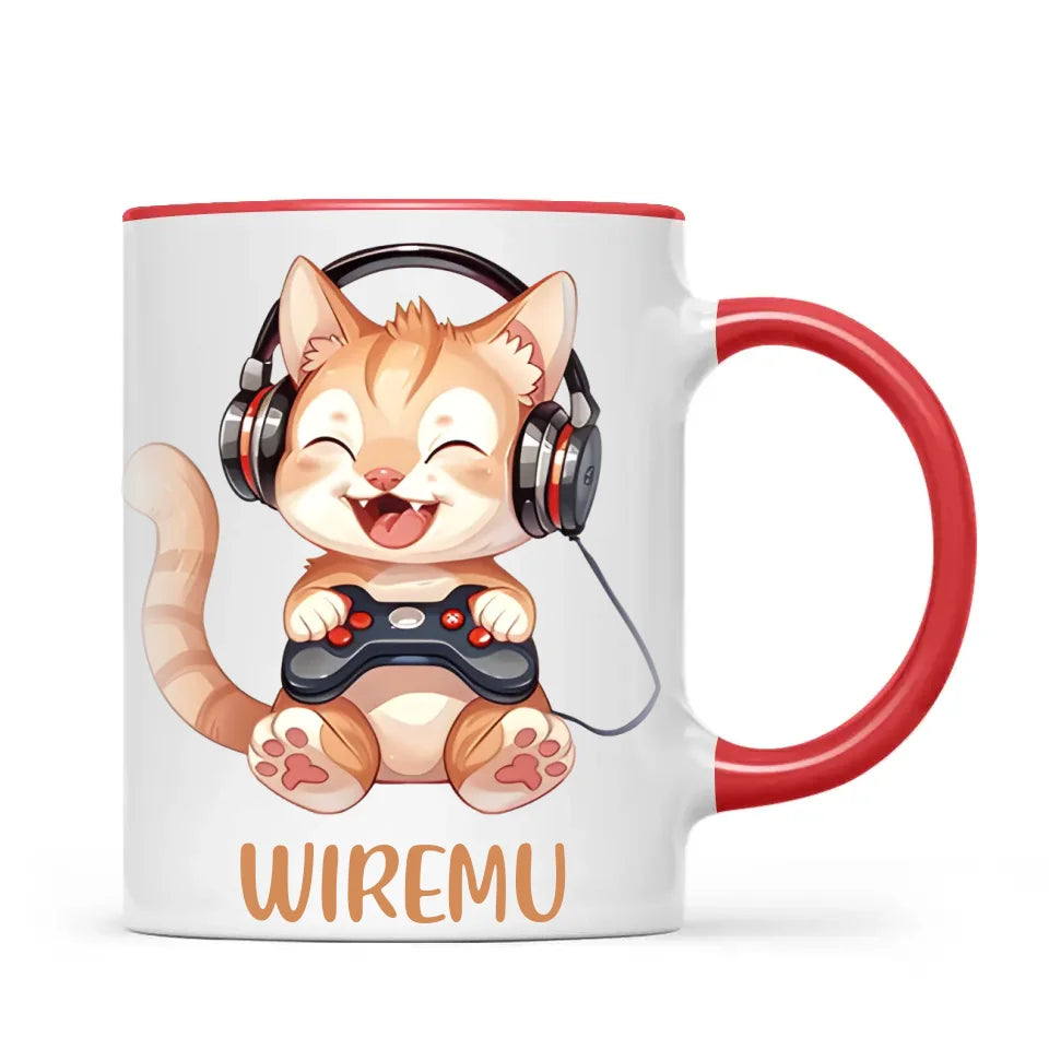 Kitten Gaming Adventure - Personalised Kids Mug