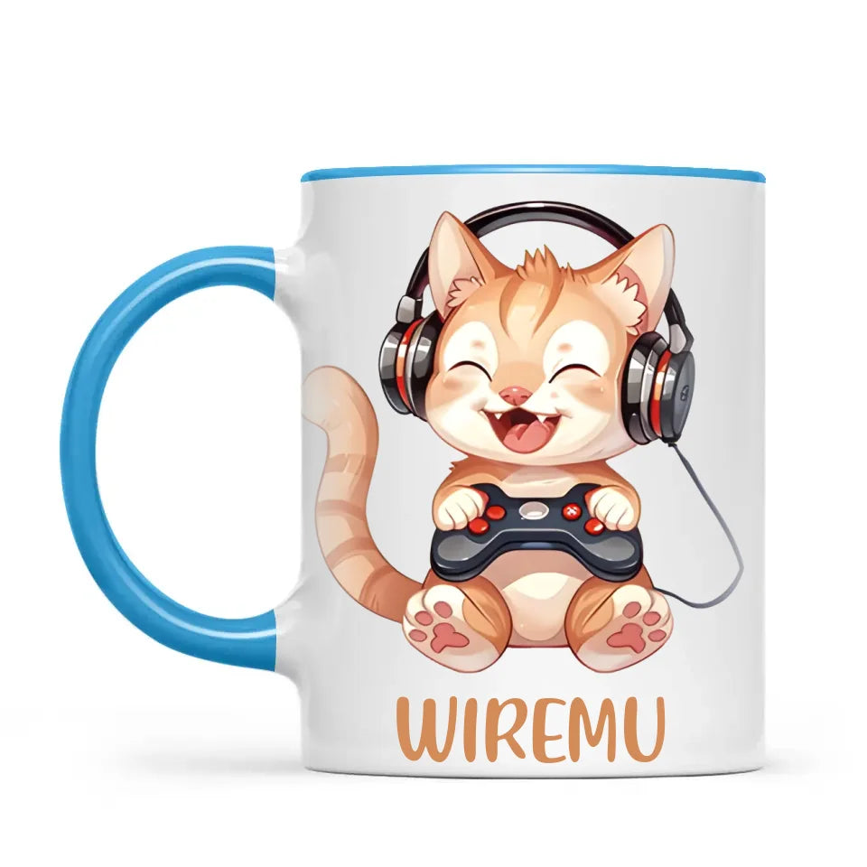 Kitten Gaming Adventure - Personalised Kids Mug