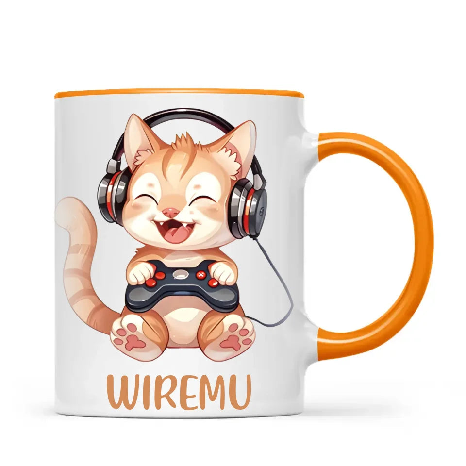 Kitten Gaming Adventure - Personalised Kids Mug