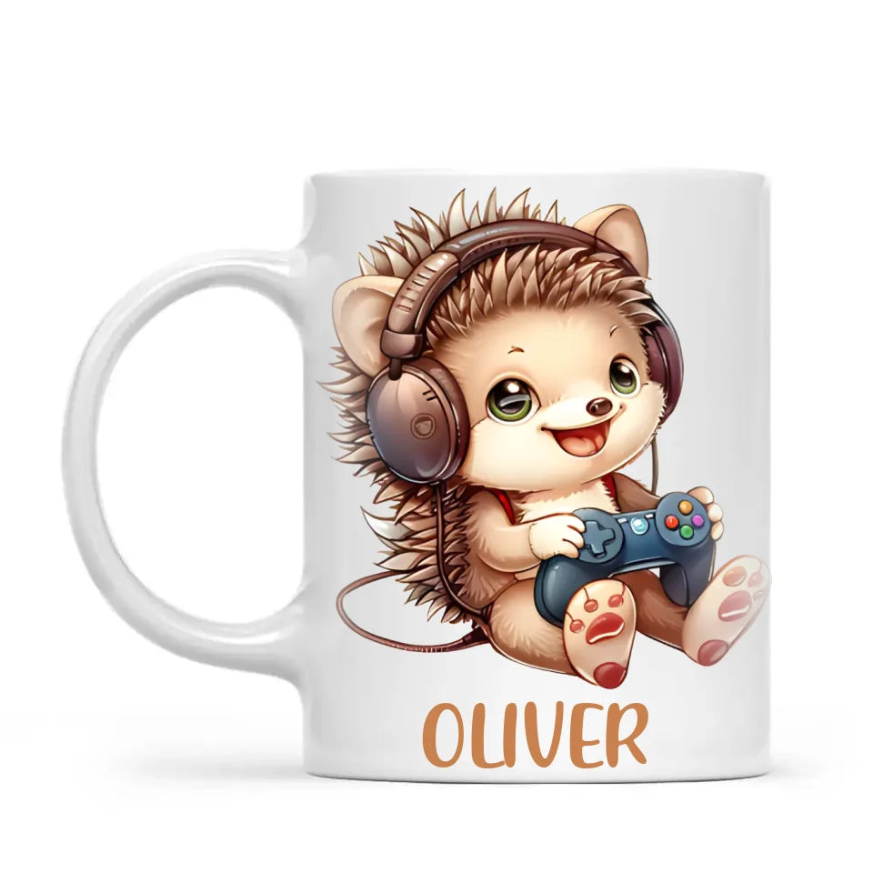 Gamer Hedgehog Fun - Personalised Kids Mug