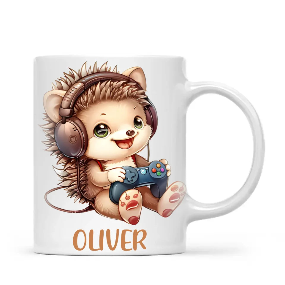 Gamer Hedgehog Fun - Personalised Kids Mug