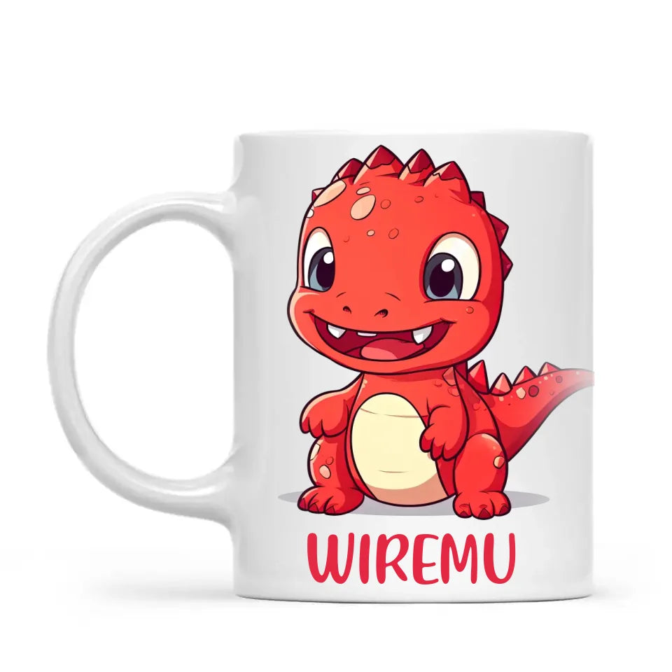 Joyful Red Dino - Personalised Kids Mug