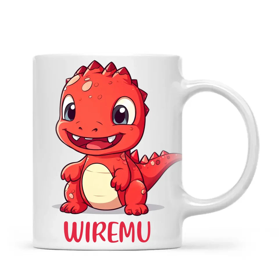 Joyful Red Dino - Personalised Kids Mug