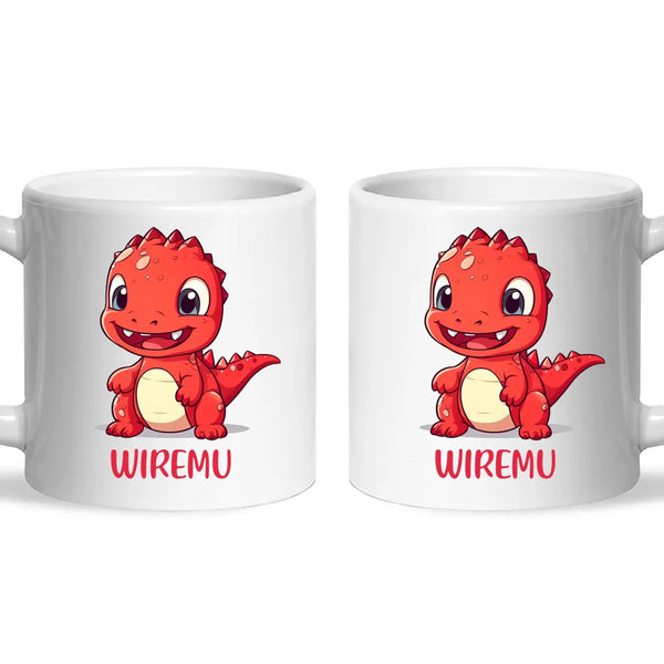 Joyful Red Dino - Personalised Kids Mug