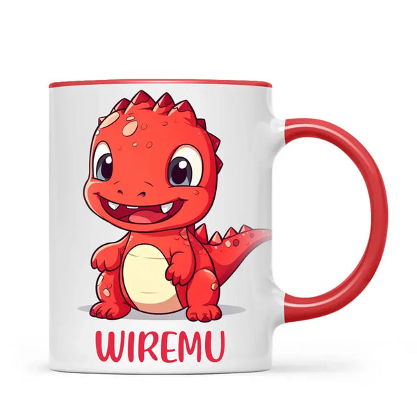 Joyful Red Dino - Personalised Kids Mug