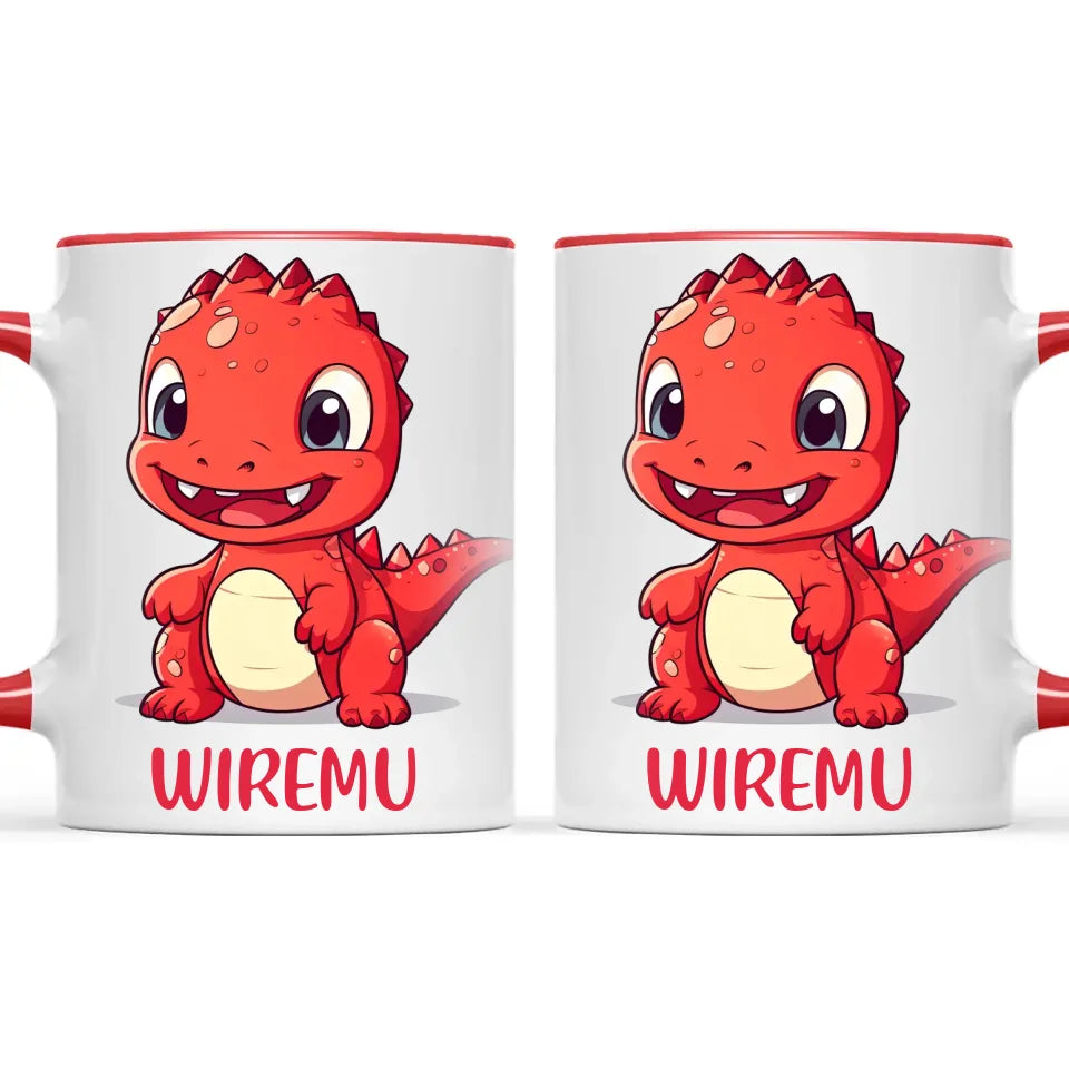 Joyful Red Dino - Personalised Kids Mug