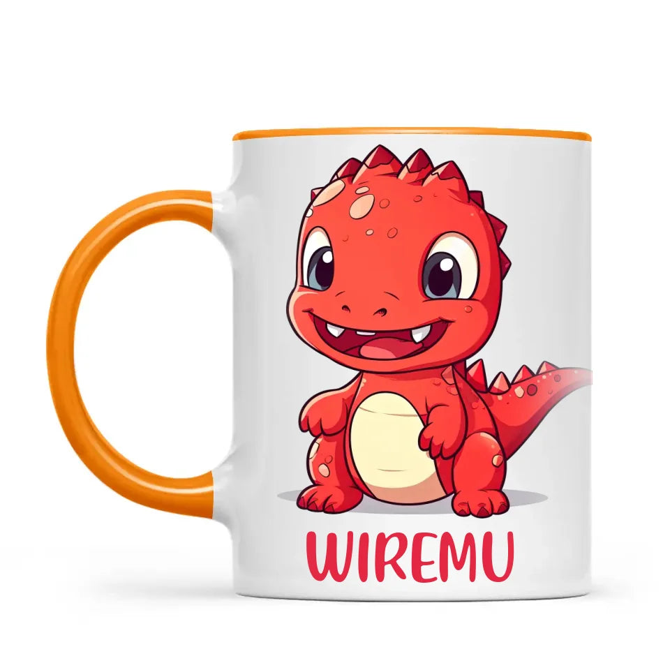 Joyful Red Dino - Personalised Kids Mug