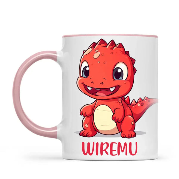 Joyful Red Dino - Personalised Kids Mug