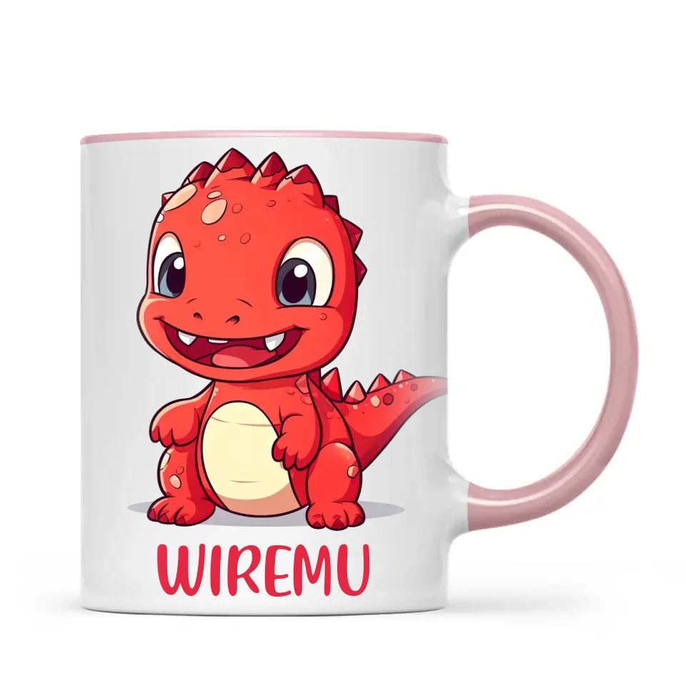 Joyful Red Dino - Personalised Kids Mug