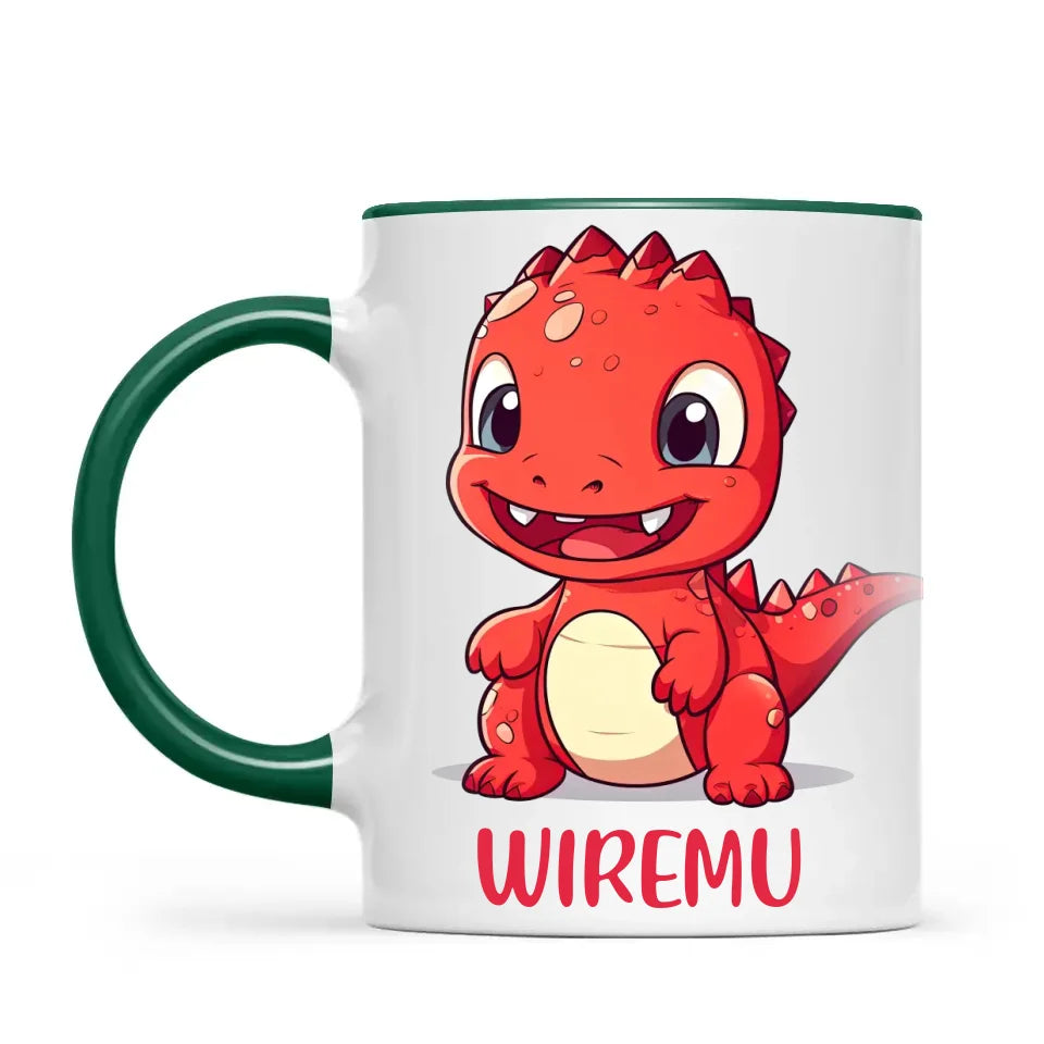 Joyful Red Dino - Personalised Kids Mug