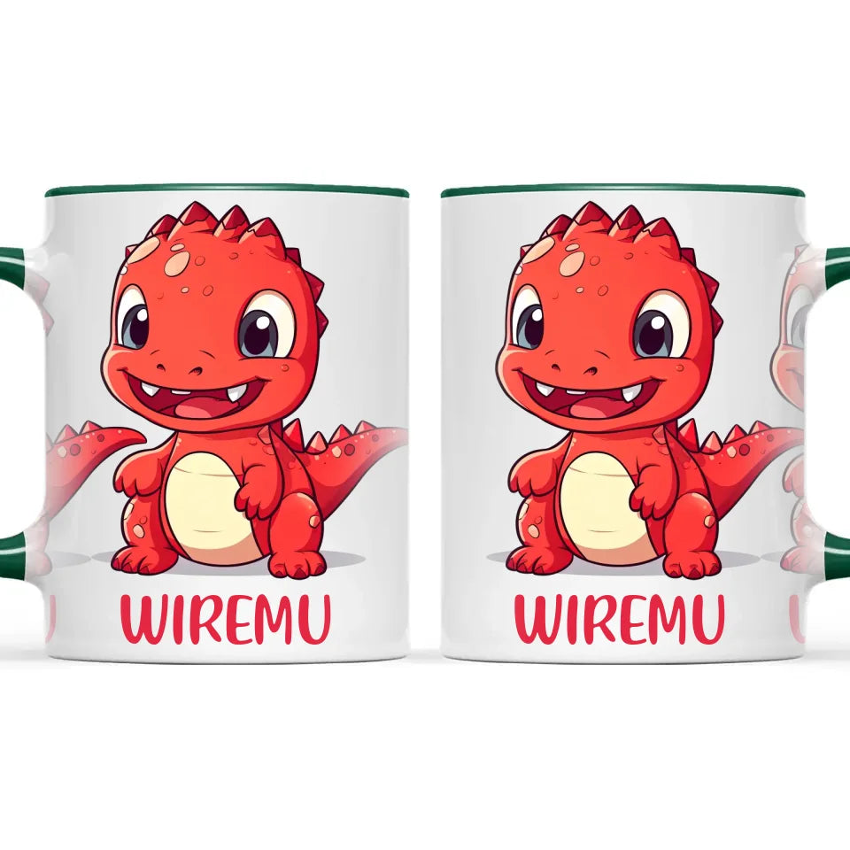 Joyful Red Dino - Personalised Kids Mug