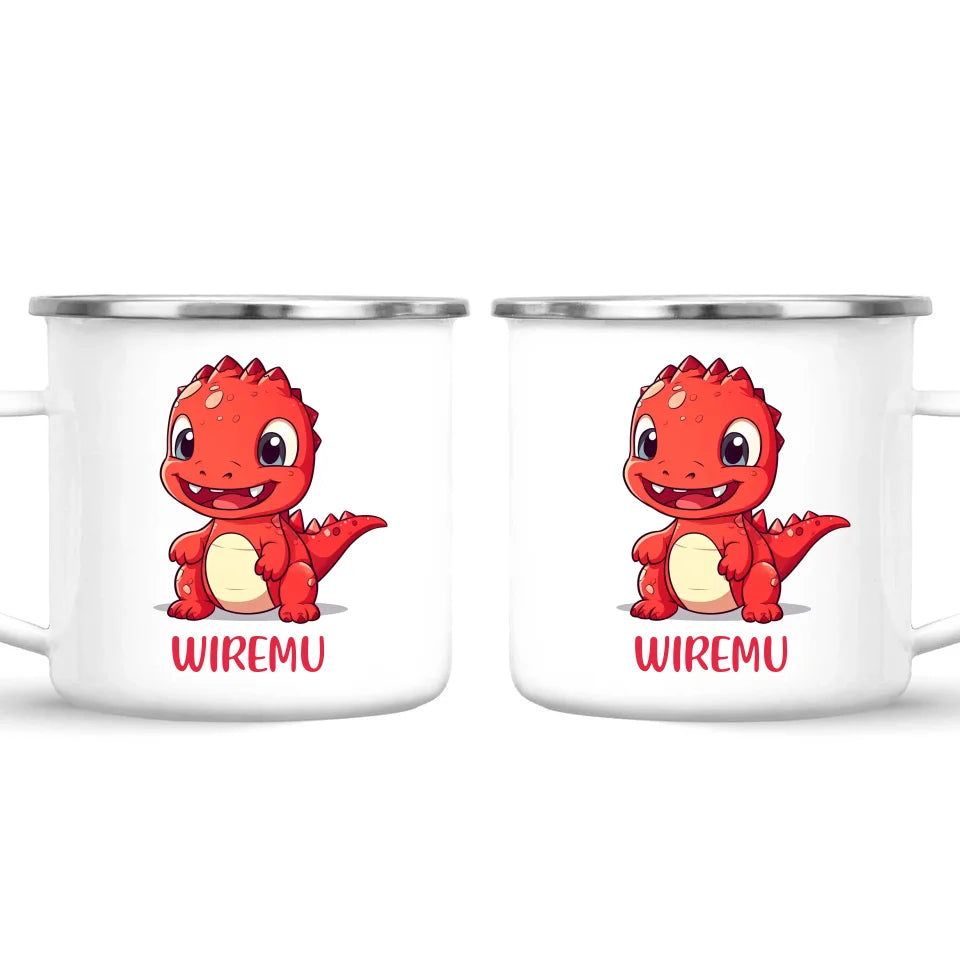 Joyful Red Dino - Personalised Kids Mug