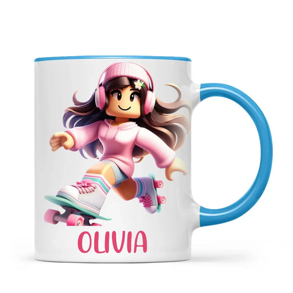 Pixel Roller Princess - Personalised Kids Mug