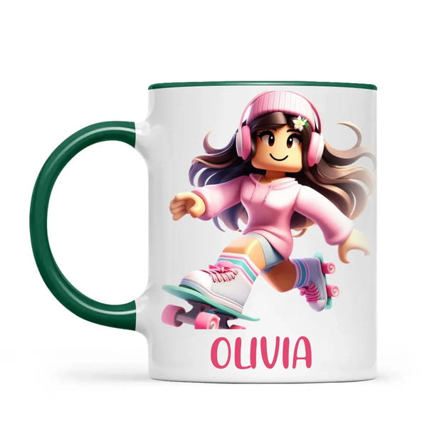 Pixel Roller Princess - Personalised Kids Mug