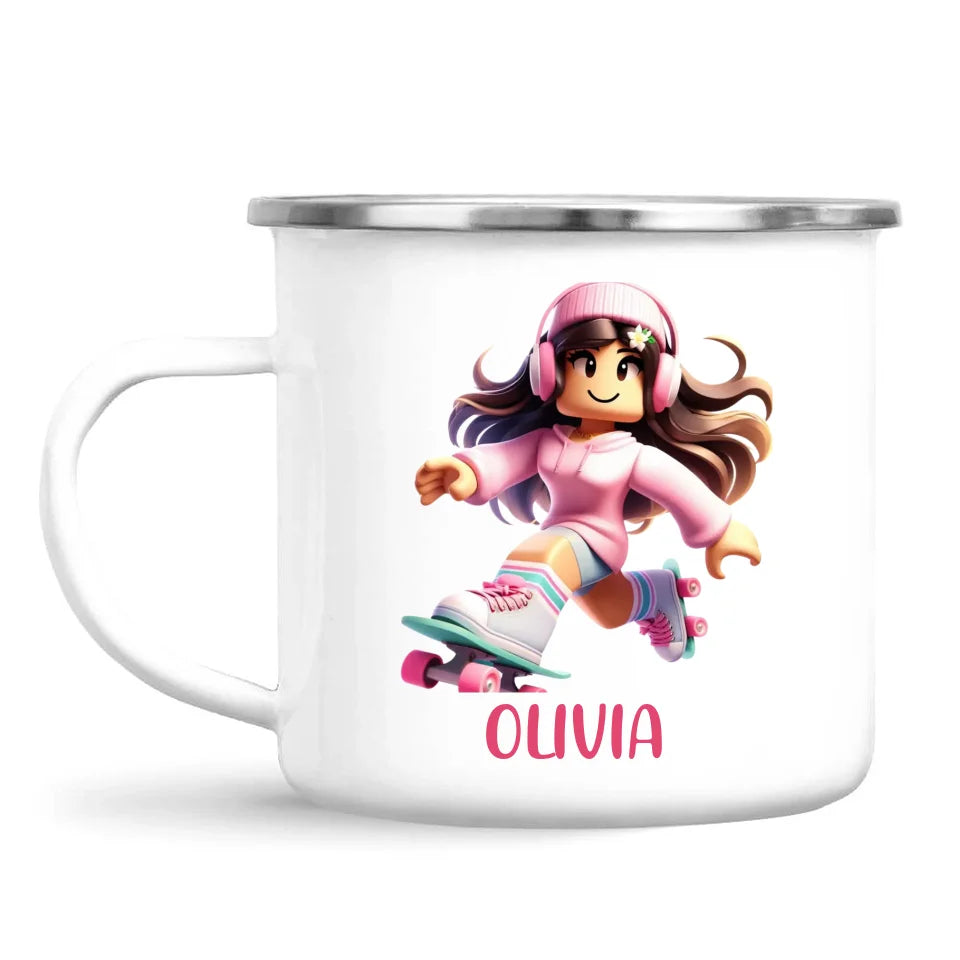 Pixel Roller Princess - Personalised Kids Mug