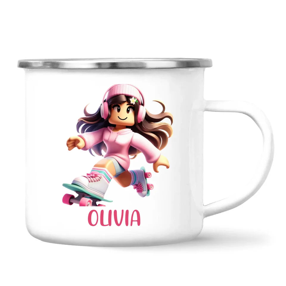 Pixel Roller Princess - Personalised Kids Mug