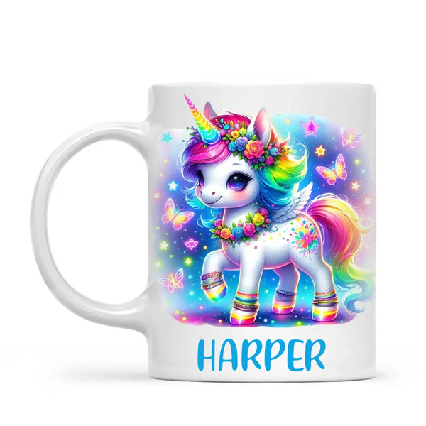 Personalised Magical Unicorn Kids Cup - Custom Name Rainbow Unicorn Mug - 11oz, 6oz or Enamel - NZ Made Gift