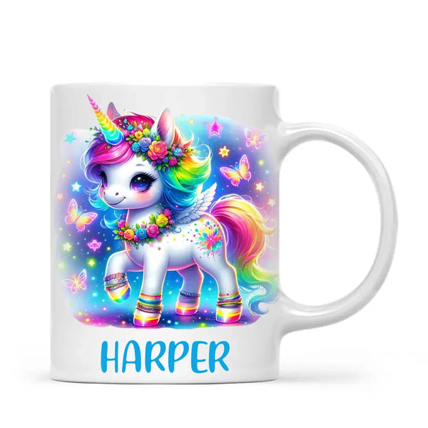 Personalised Magical Unicorn Kids Cup - Custom Name Rainbow Unicorn Mug - 11oz, 6oz or Enamel - NZ Made Gift