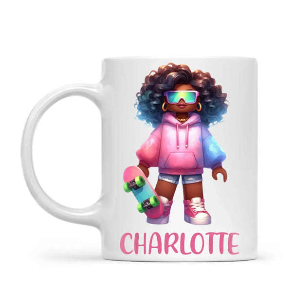 Cool Skater Girl - Personalised Kids Mug