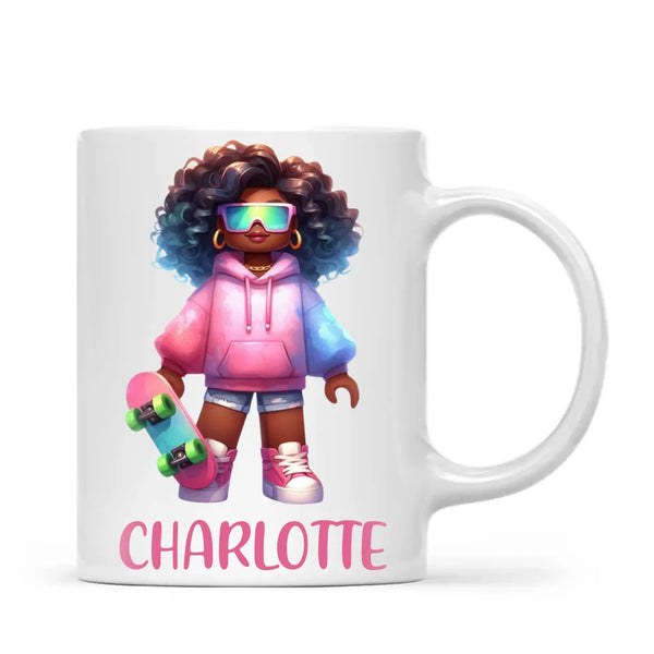 Cool Skater Girl - Personalised Kids Mug