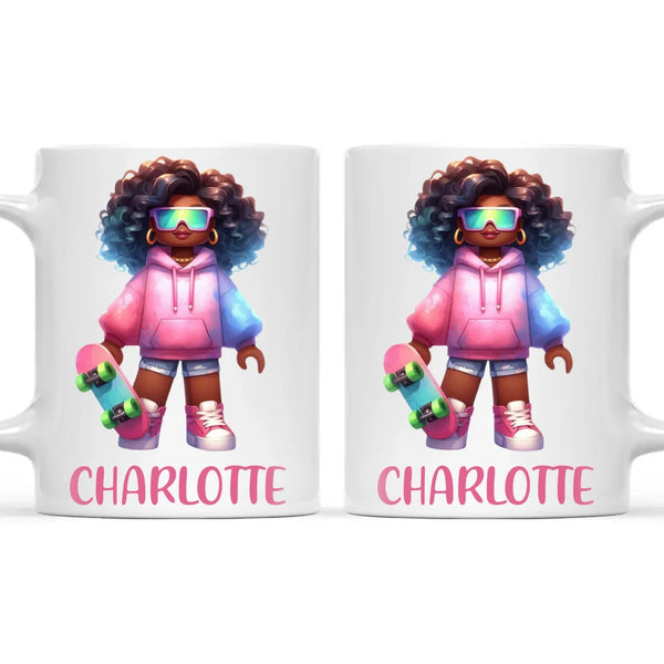 Cool Skater Girl - Personalised Kids Mug