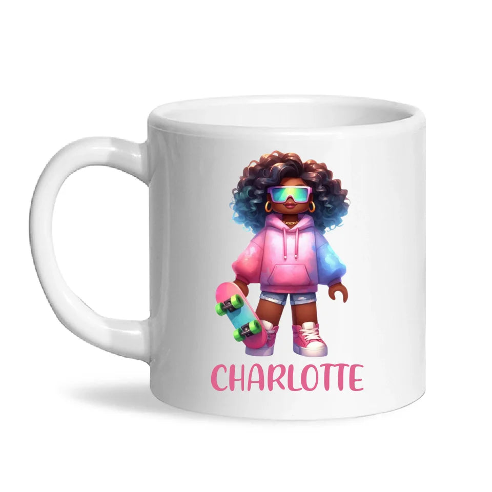 Cool Skater Girl - Personalised Kids Mug