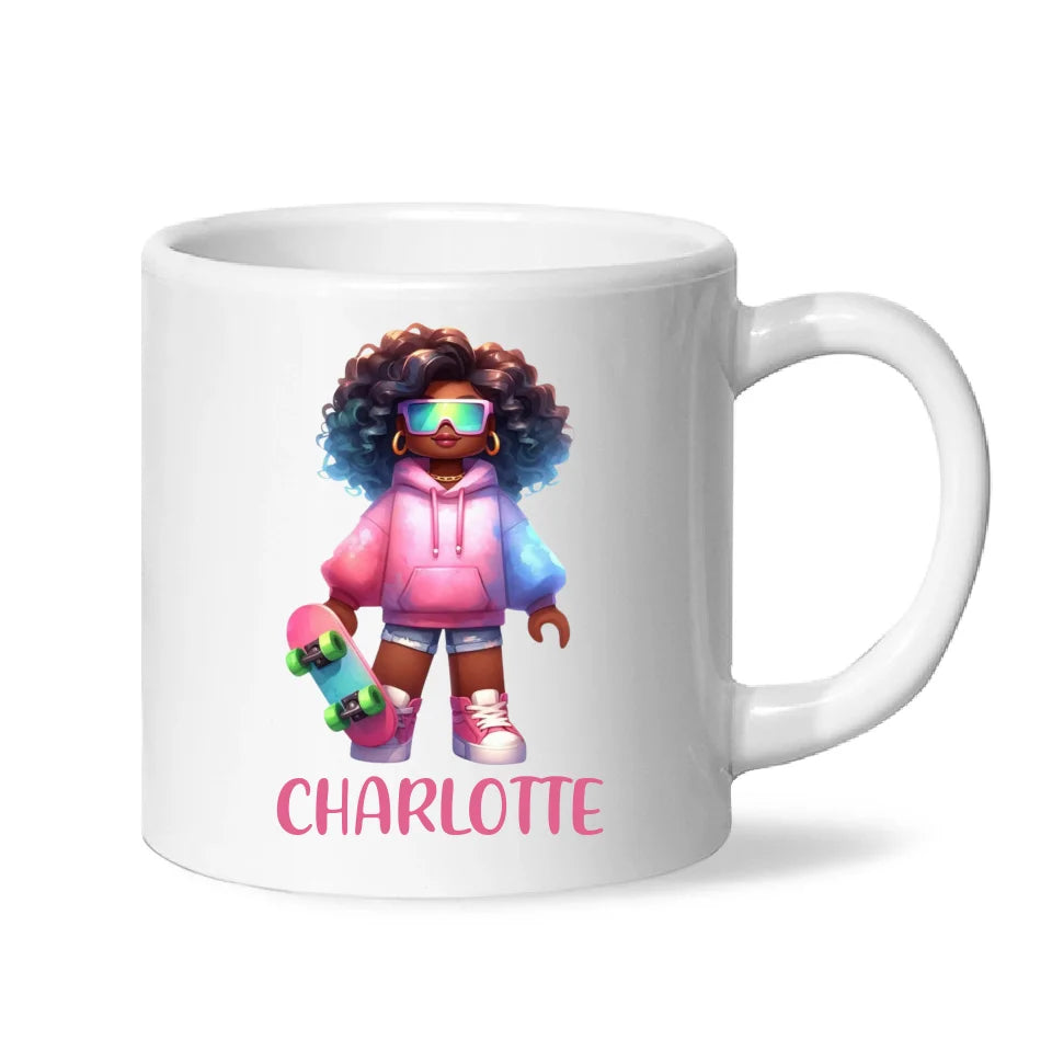 Cool Skater Girl - Personalised Kids Mug