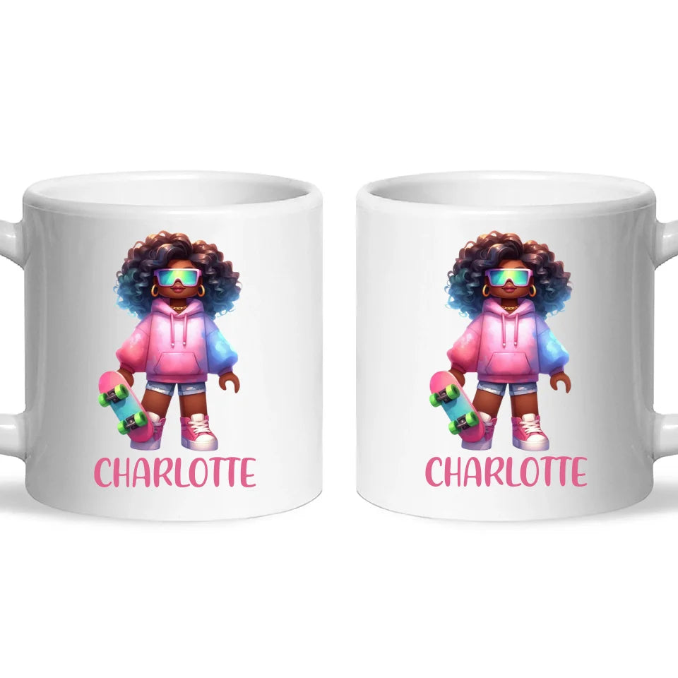 Cool Skater Girl - Personalised Kids Mug