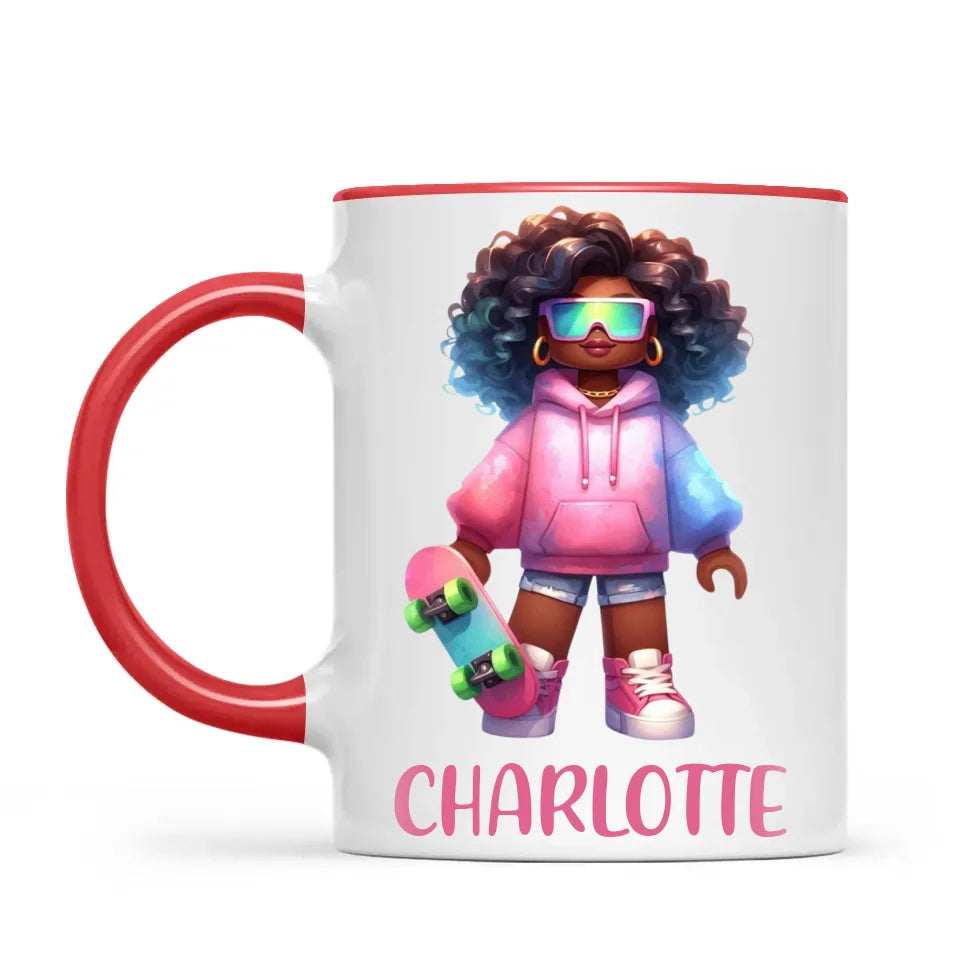 Cool Skater Girl - Personalised Kids Mug