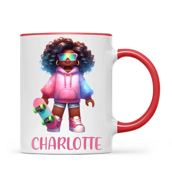 Cool Skater Girl - Personalised Kids Mug