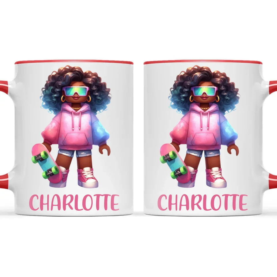 Cool Skater Girl - Personalised Kids Mug