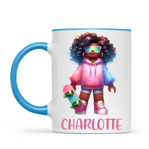 Cool Skater Girl - Personalised Kids Mug