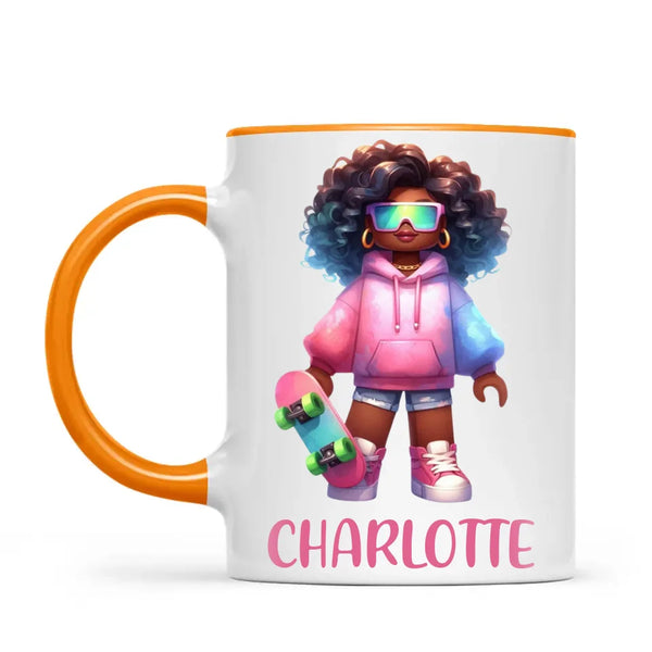 Cool Skater Girl - Personalised Kids Mug