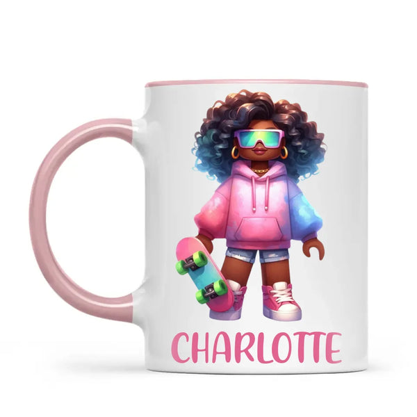 Cool Skater Girl - Personalised Kids Mug